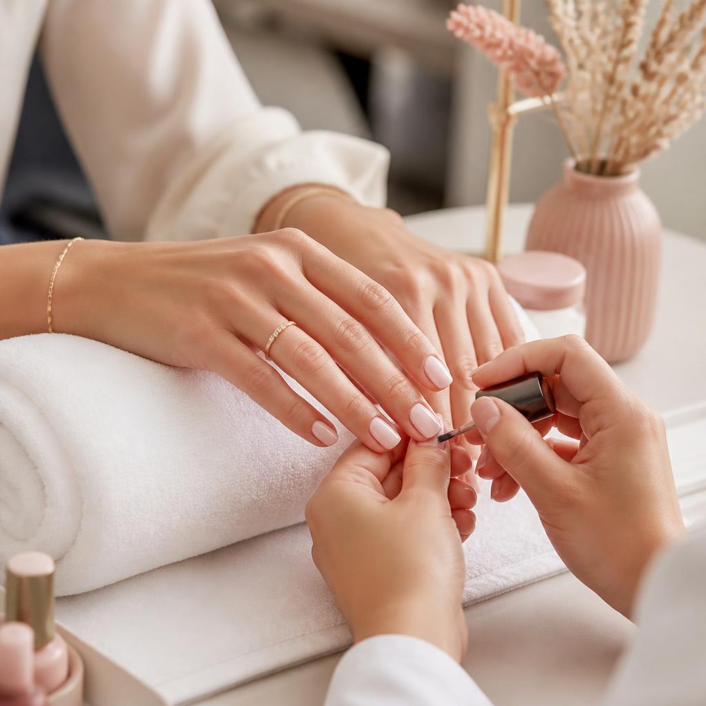 Gentle manicure in progress